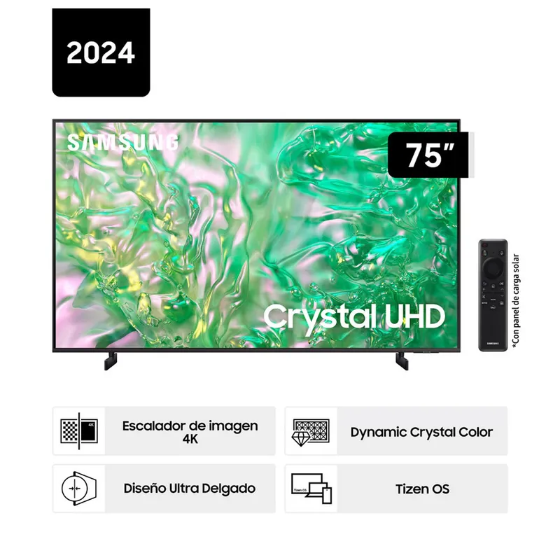 SAMSUNG - Televisor Samsung 75 Pulg. Crystal UHD 4K Tizen Os Smart Tv 75DU8000