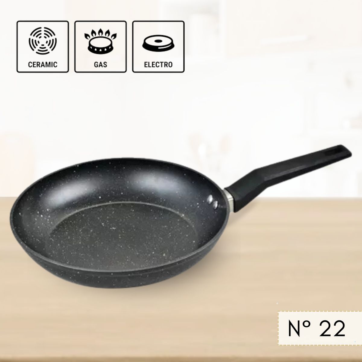 RECORD - Sartén de Inducción  Antiadherente Negro 22 cm Record