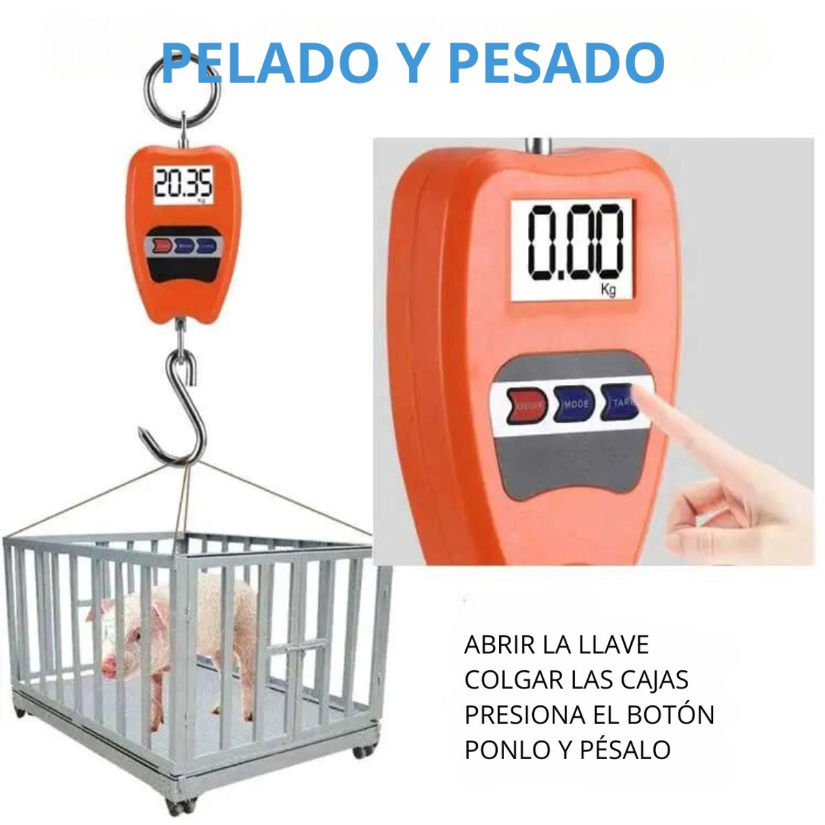 GENERICO - Báscula de Peso Colgante de Mano Balanza Digital Electrónica 200 KG