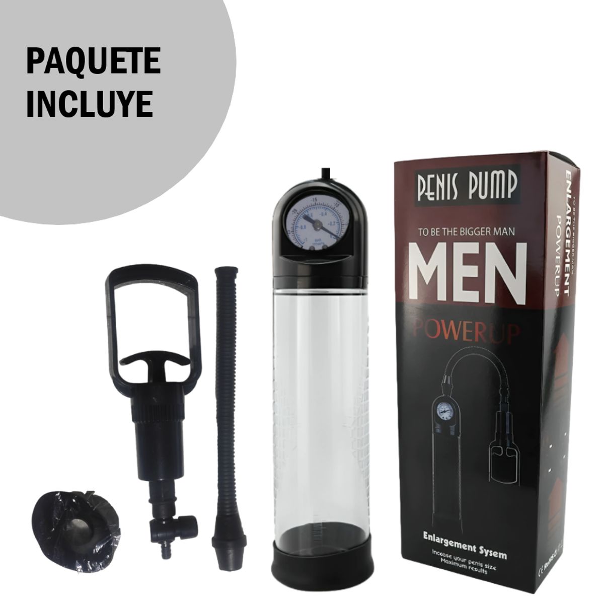 GENERICO - Extensor Bomba Pene Alargador y Agrandador de Vacío con Medidor