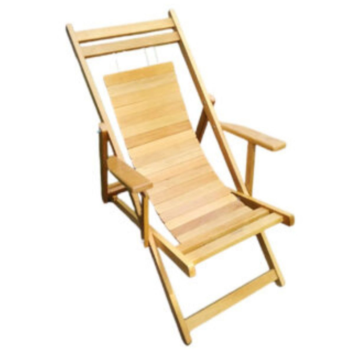 GENERICO - Silla Perezosa Tumbona Madera Natural Laqueada