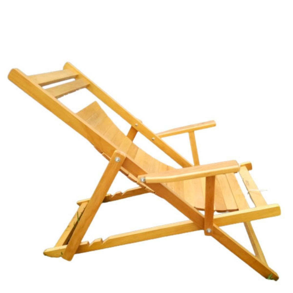 GENERICO - Silla Perezosa Tumbona Madera Natural Laqueada