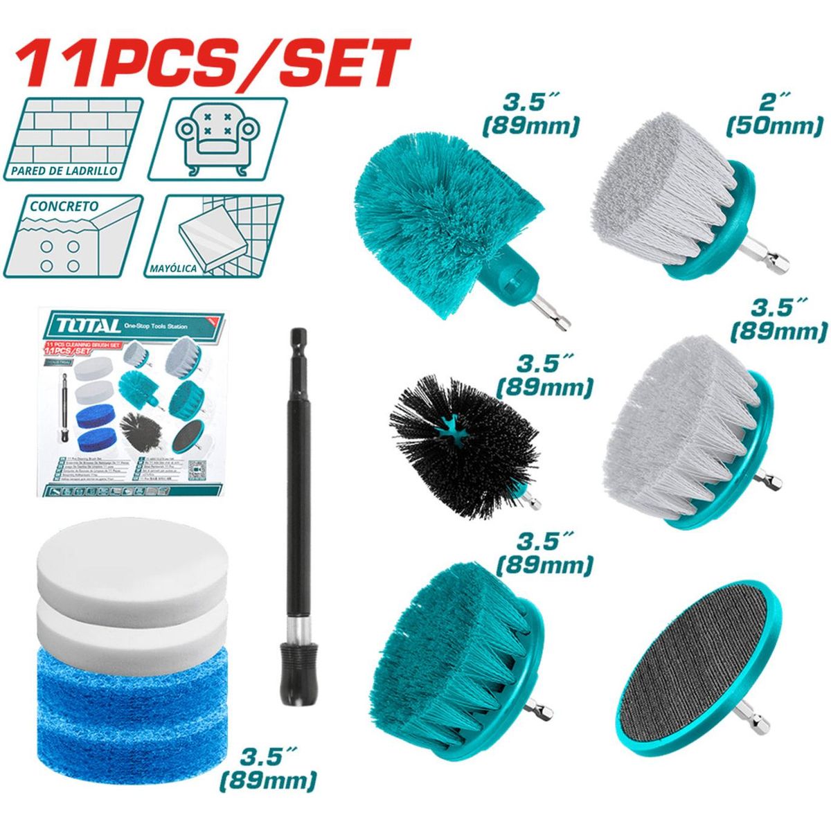 Total Tools - Set de escobillas para taladro 11 piezas Total