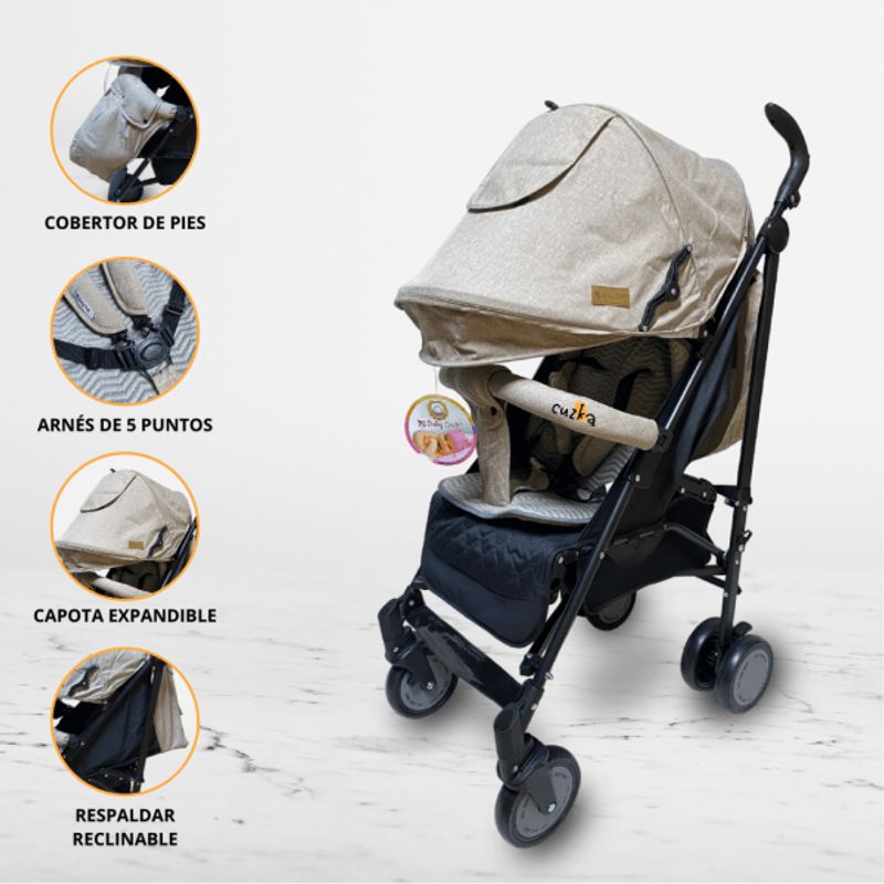 BABY HAPPY - Coche Bastón para Bebé  Deportivo »EVO» Beige