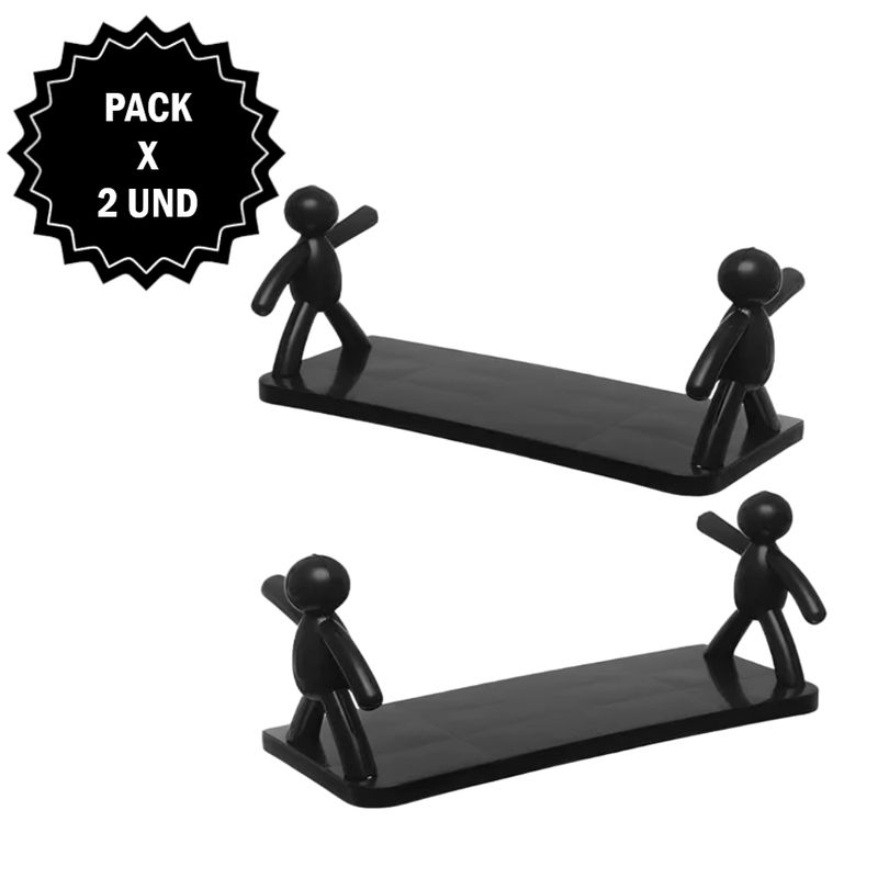 GENERICO - Pack x2 Repisas Estantes Rectangular Negro - Plastico
