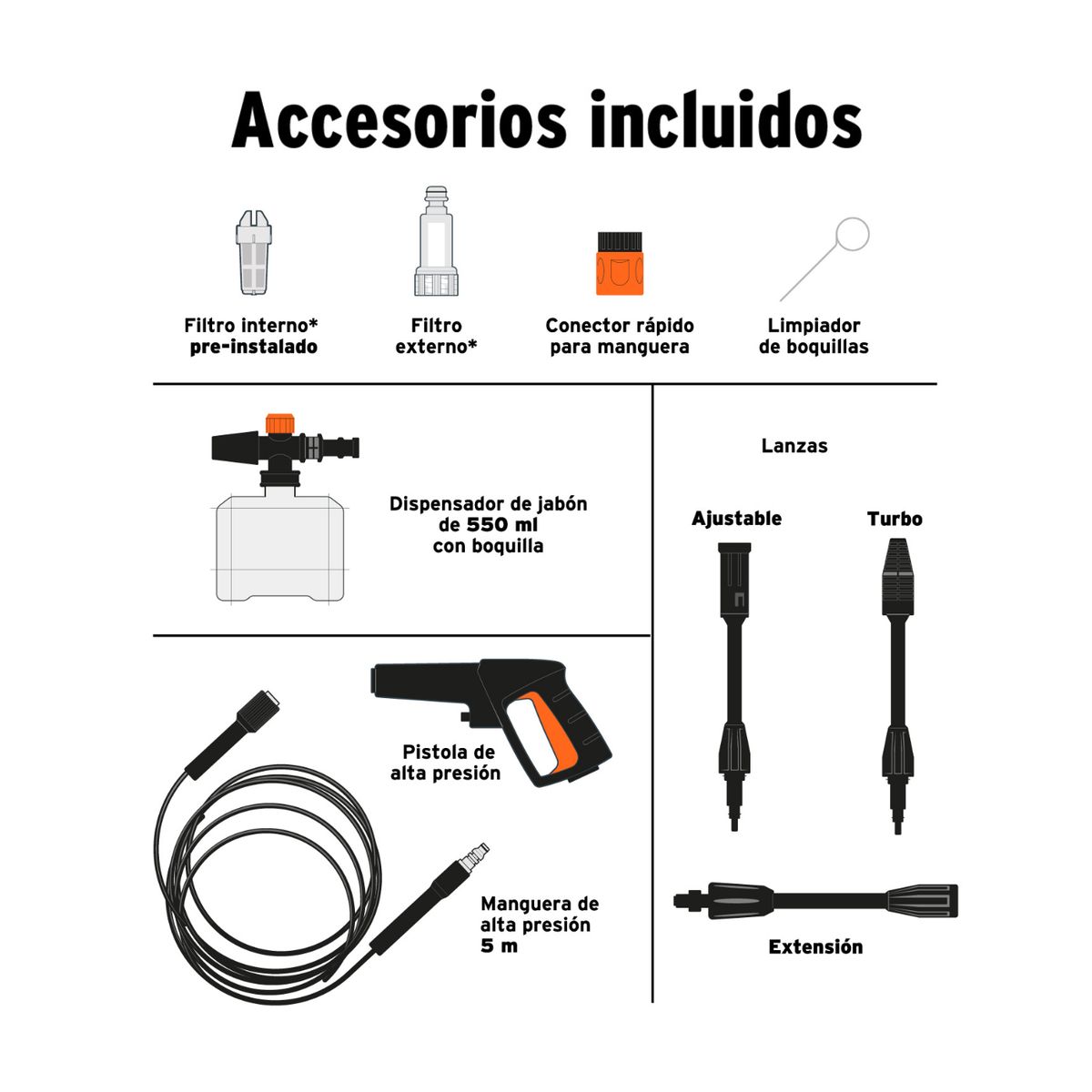 TRUPER - Hidrolavadora 1800 psi + manguera 10 y pistola de riego Truper