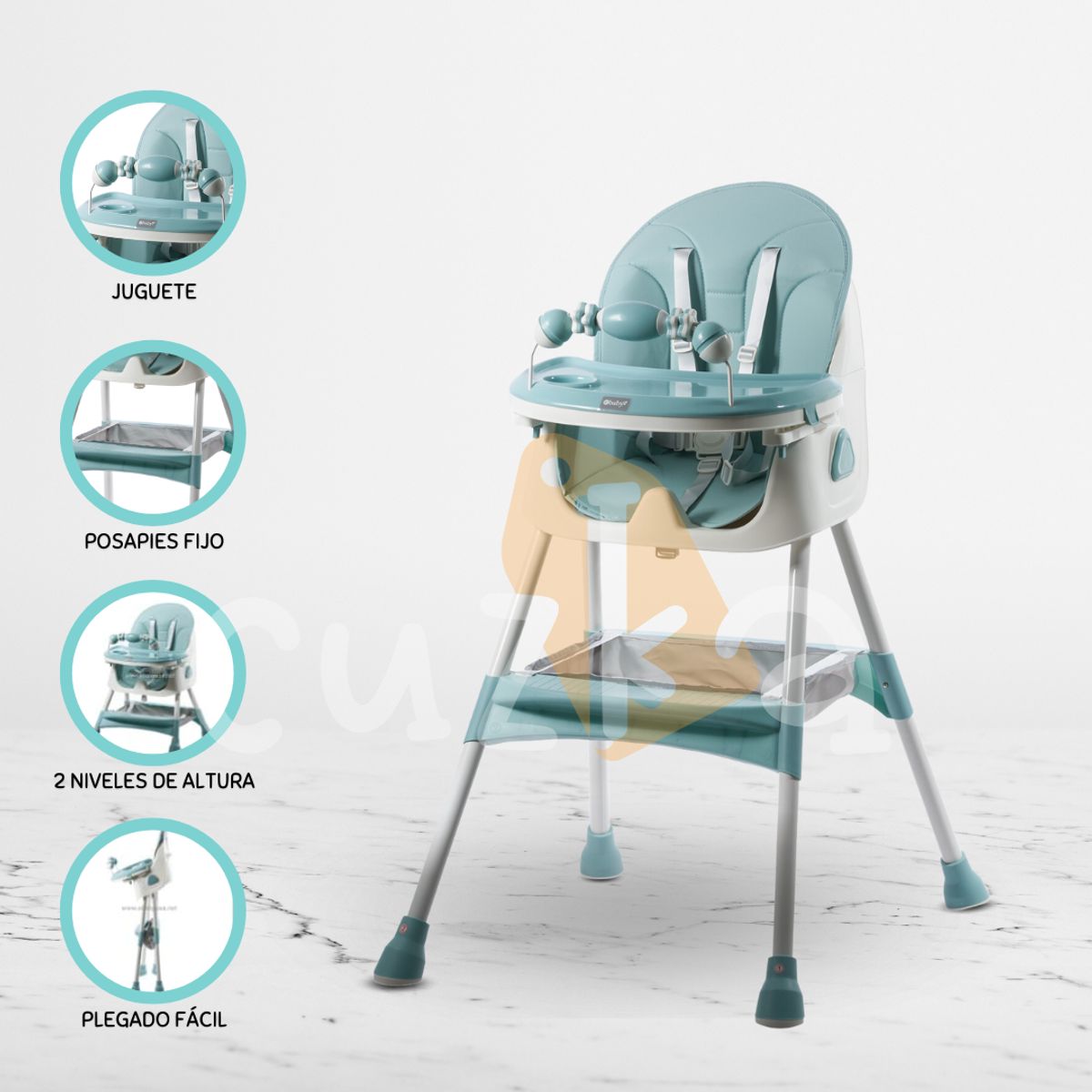 EBABY - Silla de comer Ebaby «DALI PLUS» Ligth Blue
