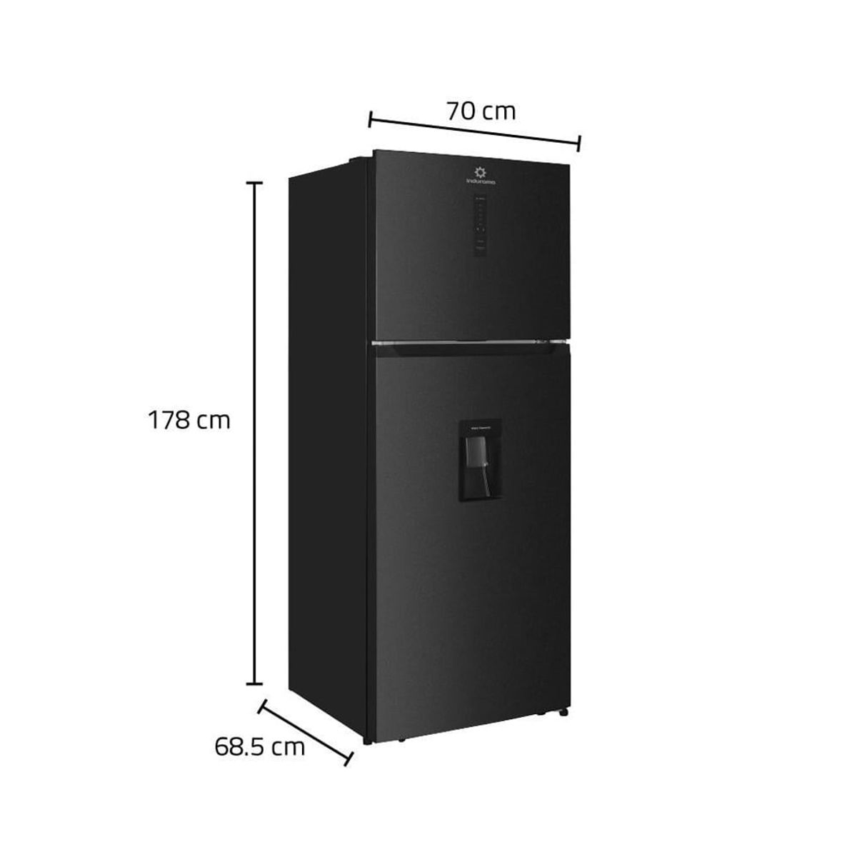 INDURAMA - REFRIGERADORA INDURAMA MOD RI-478DN 417LTS top Freezer DIGITAL Y DISPENSADOR COLOR NEGRO