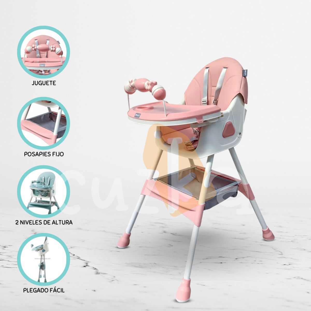 EBABY - Silla de comer Ebaby «DALI PLUS» Pink