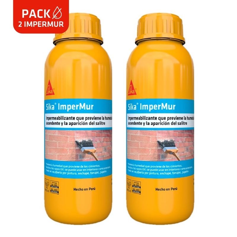 SIKA - Pack 2 Und de Resina Impermeabilizante Antisalitre Sika ImperMur 1L