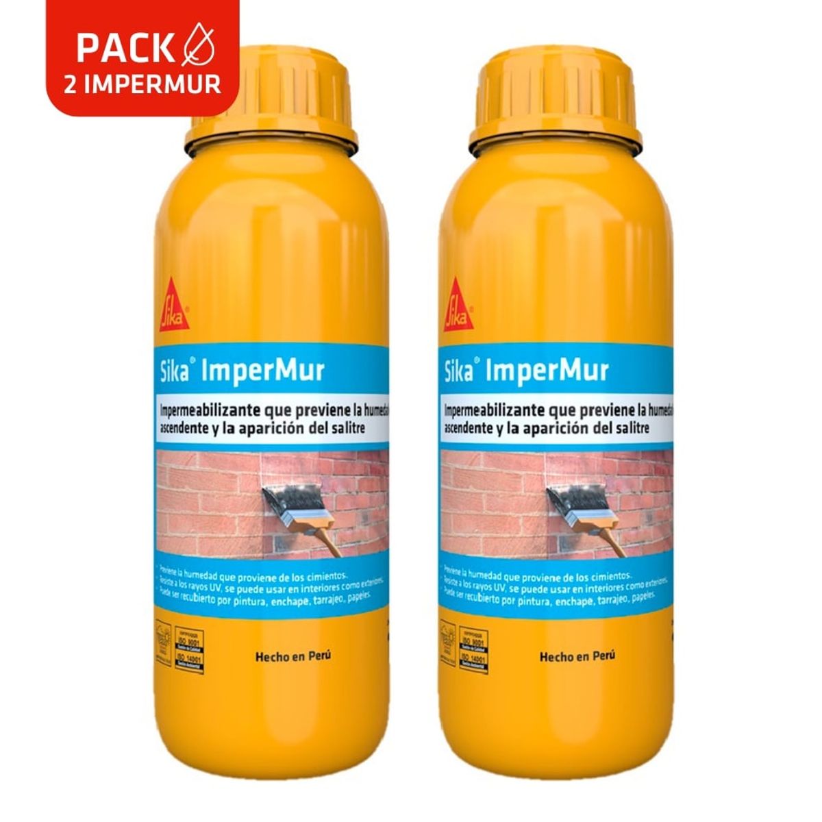 SIKA - Pack 2 Und de Resina Impermeabilizante Antisalitre Sika ImperMur 1L