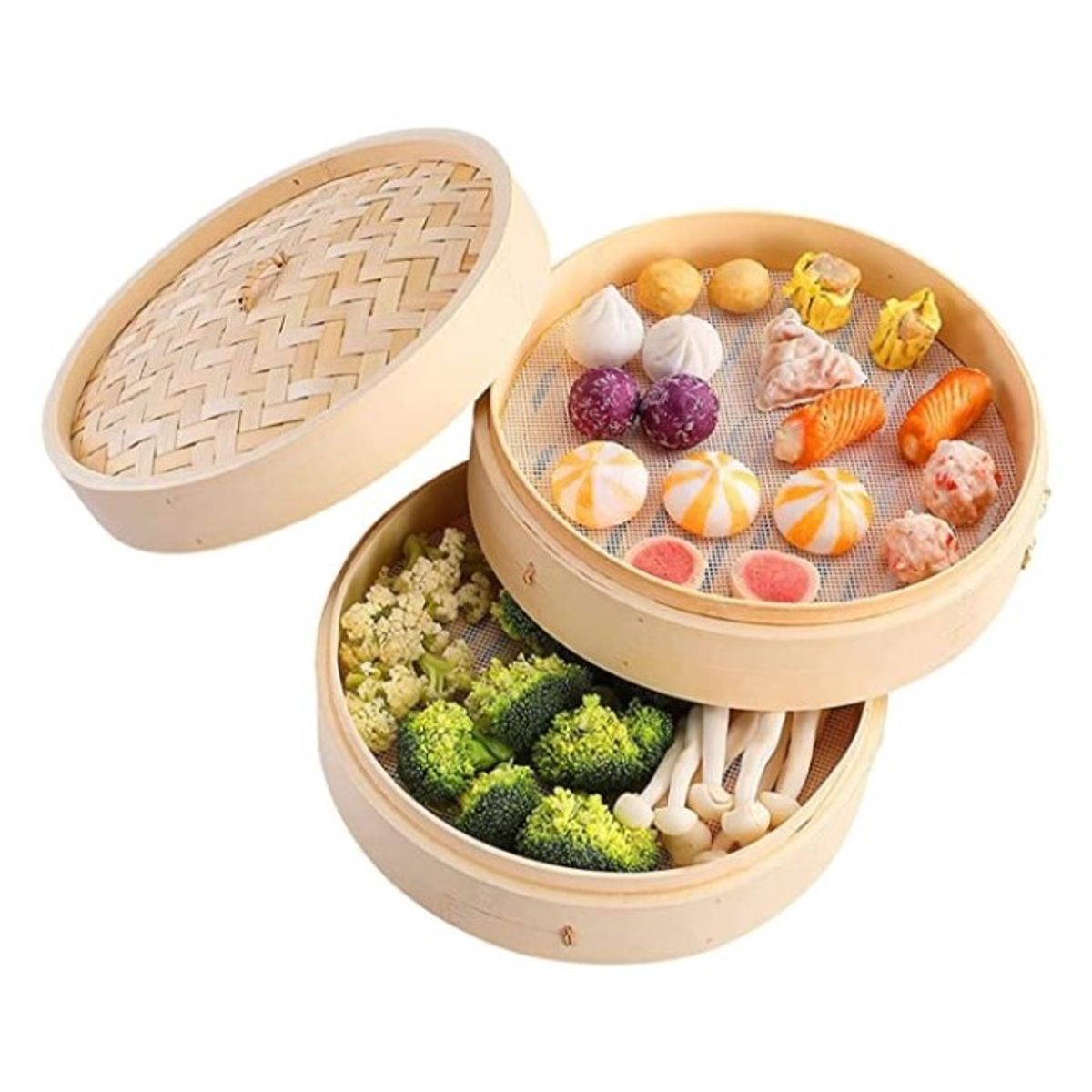 GENERICO - Vaporera De Bambu 2 Piso Con Tapa 30cm diam 3pza Zheng Zhi Bao