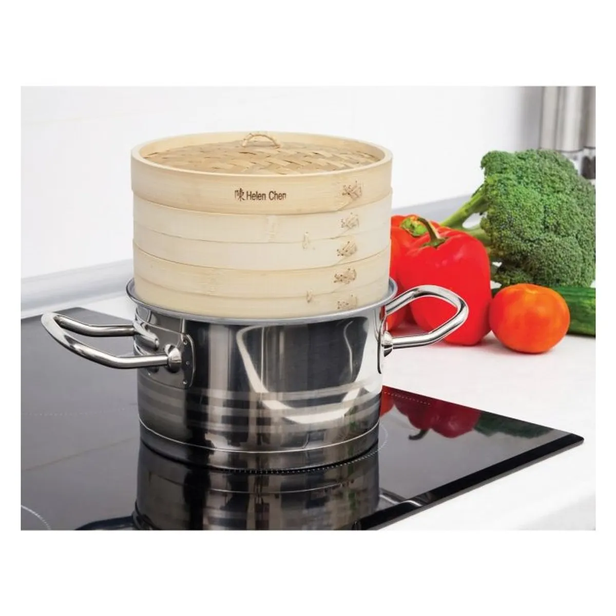 GENERICO - Vaporera De Bambu 2 Piso Con Tapa 30cm diam 3pza Zheng Zhi Bao