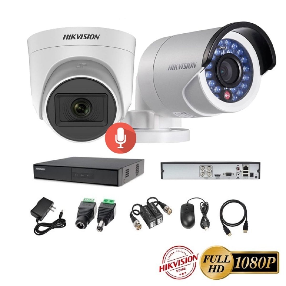 HIKVISION - kit 2 Cámaras Seguridad FULLHD Hikvision + AUDIO