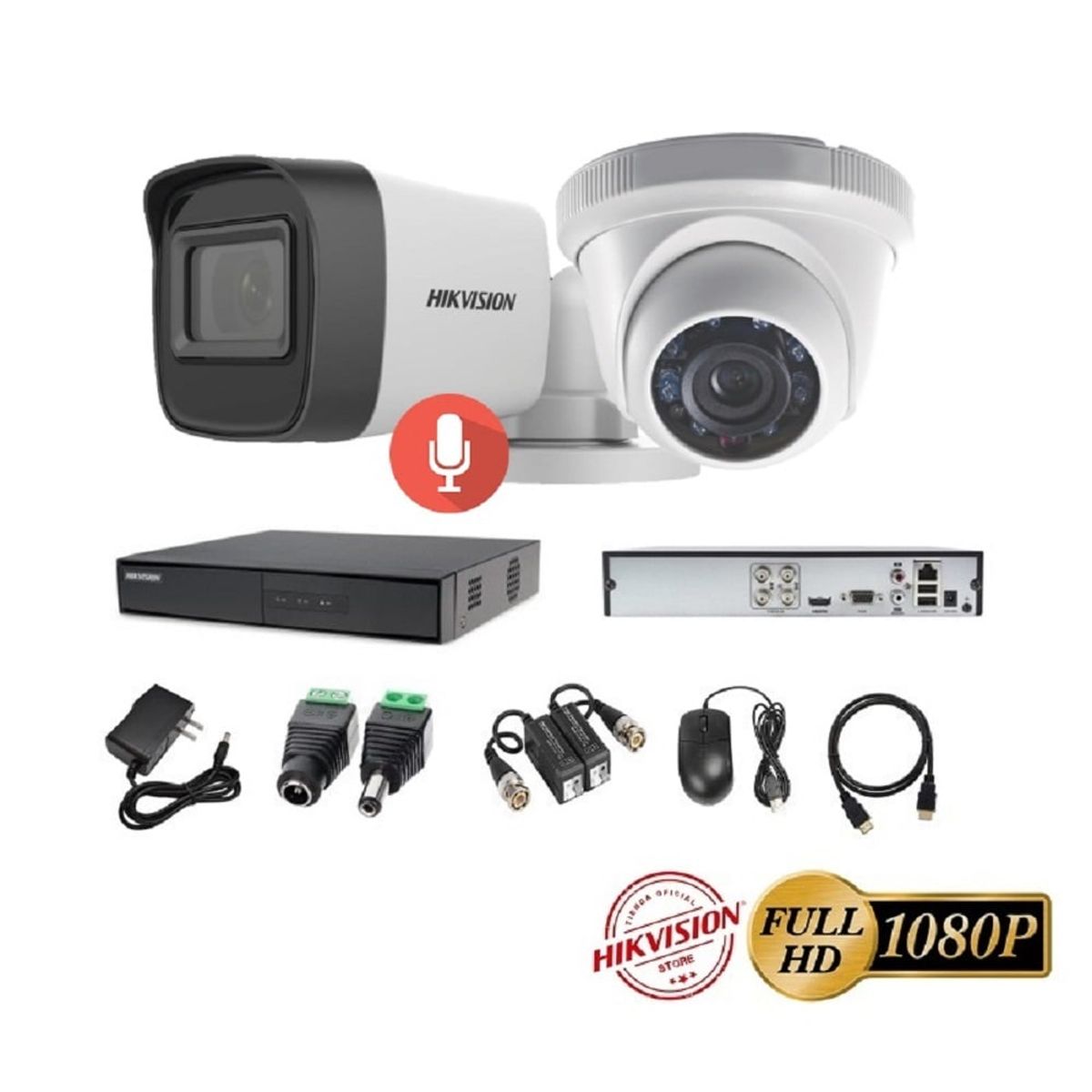 HIKVISION - kit 2 Cámaras Seguridad FULLHD Hikvision + AUDIO
