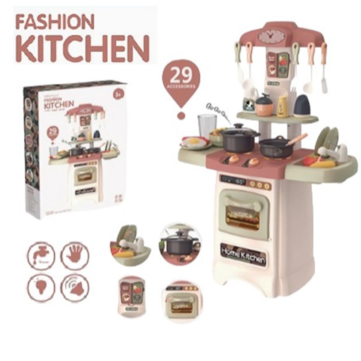 GENERICO - Divertido Juguete  Cocina Para  Niñas  29 Piezas -Rosado