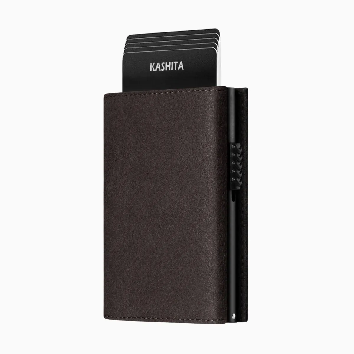 KASHITA - Billetera Tarjetero RFID Premium Cuero Alcantara® Tres Cuerpos
