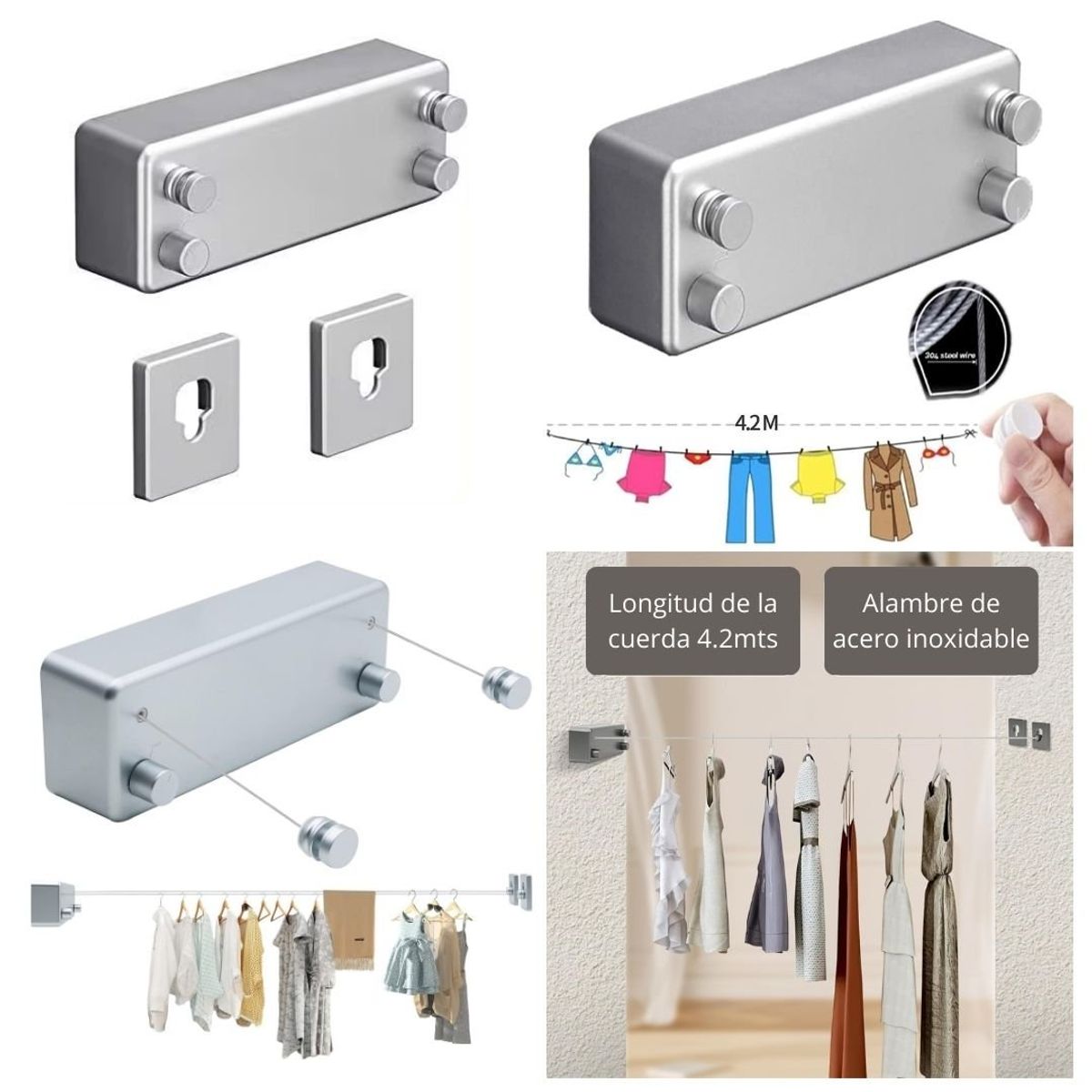 SHEEPBUSTER - Colgador Tendedero de Ropa Retráctil de Acero Inoxidable