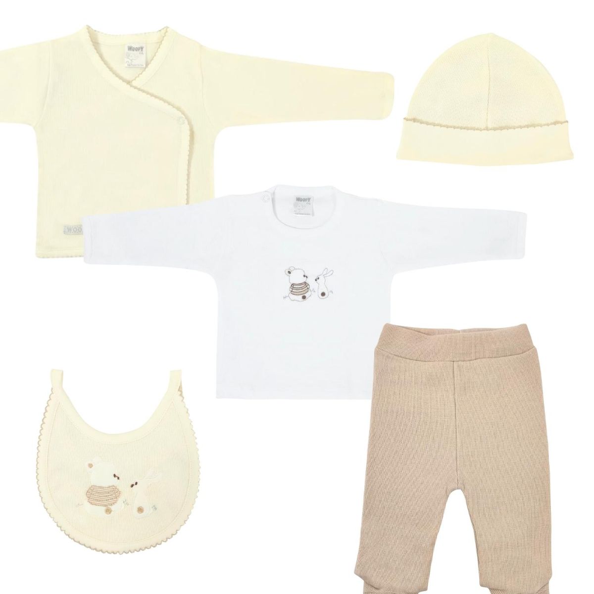 GENERICO - Conjunto Bebe - punto ingles - Amigos V2 - Crema-Beige