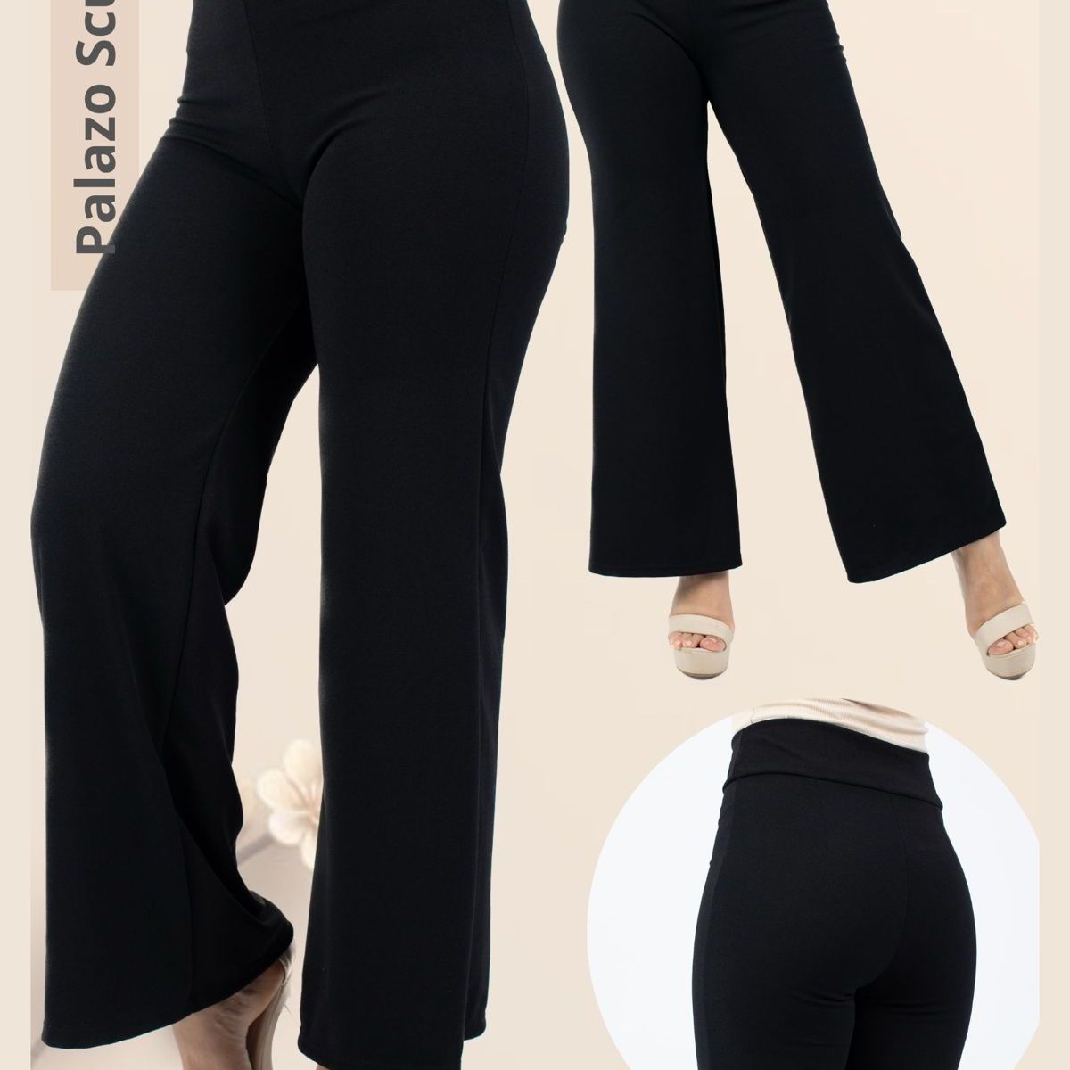 GENERICO - PANTALÓN  PALAZO DE DAMA SCUBA LICRADO