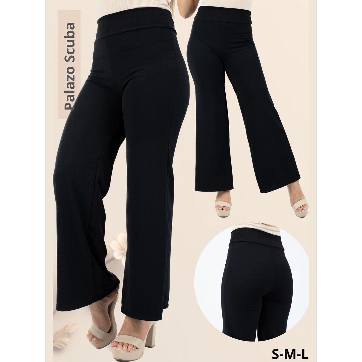 GENERICO - PANTALÓN  PALAZO DE DAMA SCUBA LICRADO