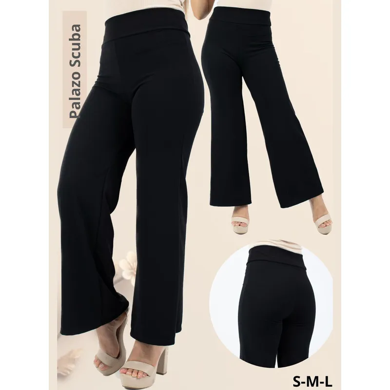 GENERICO - PANTALÓN  PALAZO DE DAMA SCUBA LICRADO