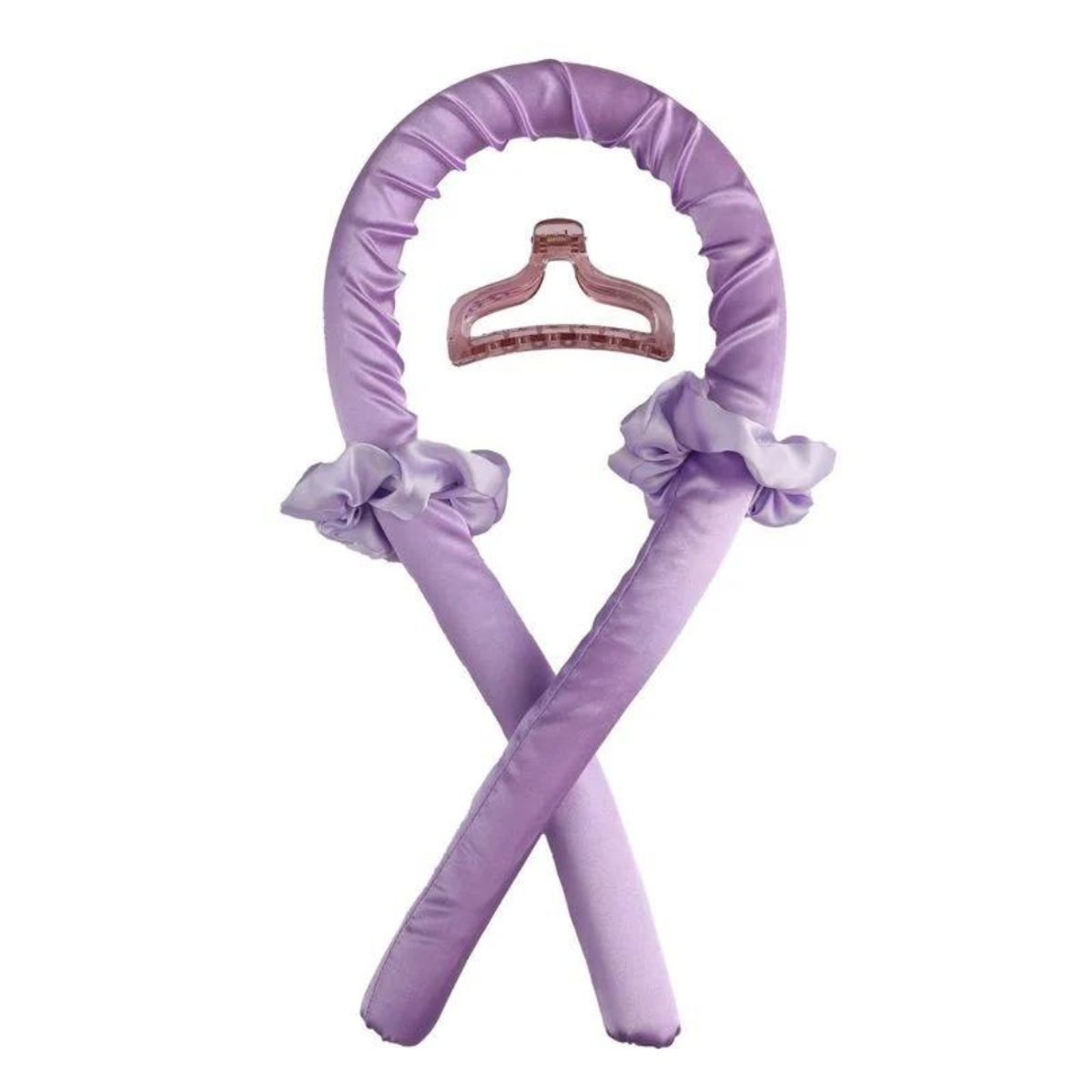 GENERICO - Rizador De Cabello Sin Calor + 2 Collets + Gancho Peinado LILA