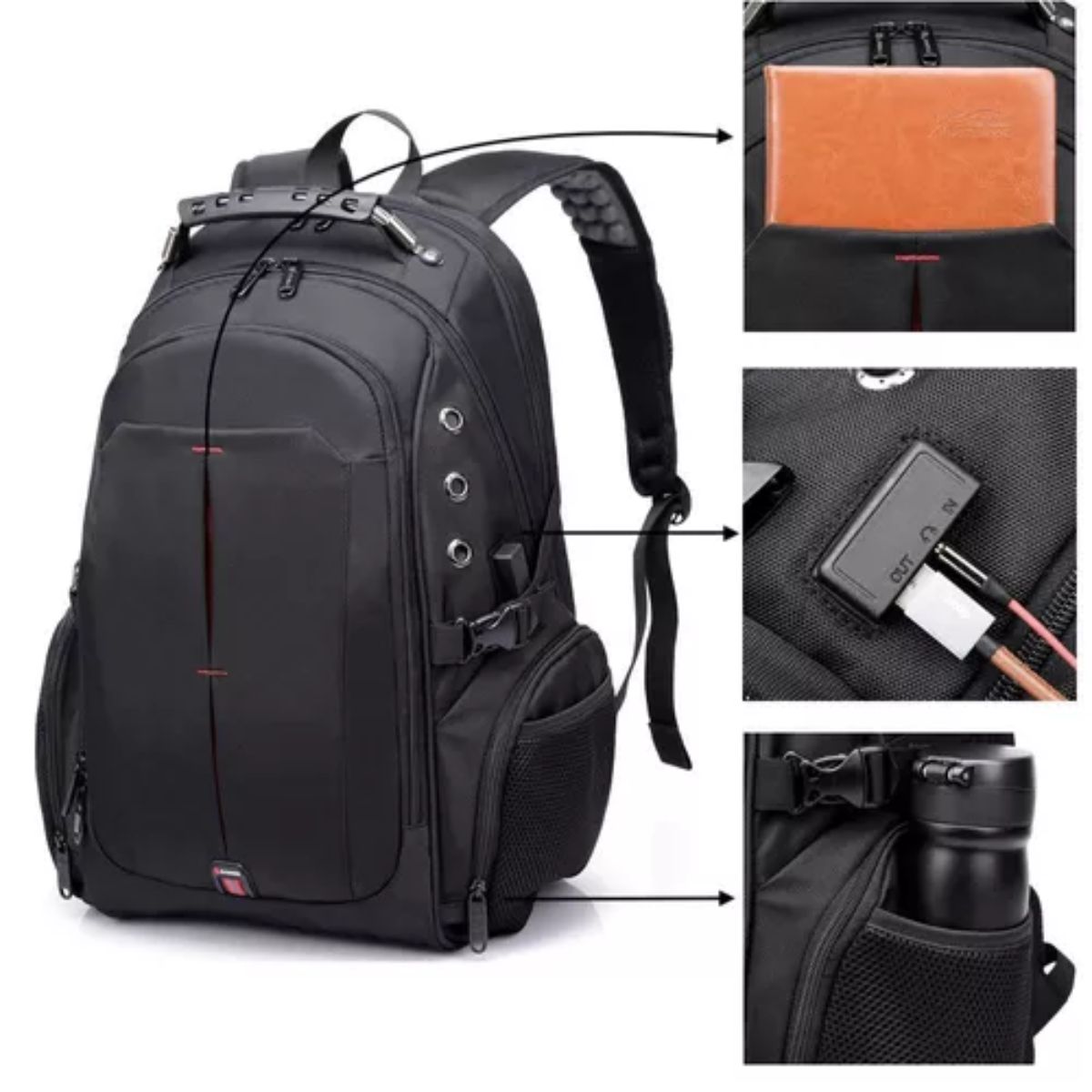 BANGE - Mochila Hombre Bange USB 1905 Viaje Porta Laptop Impermeable
