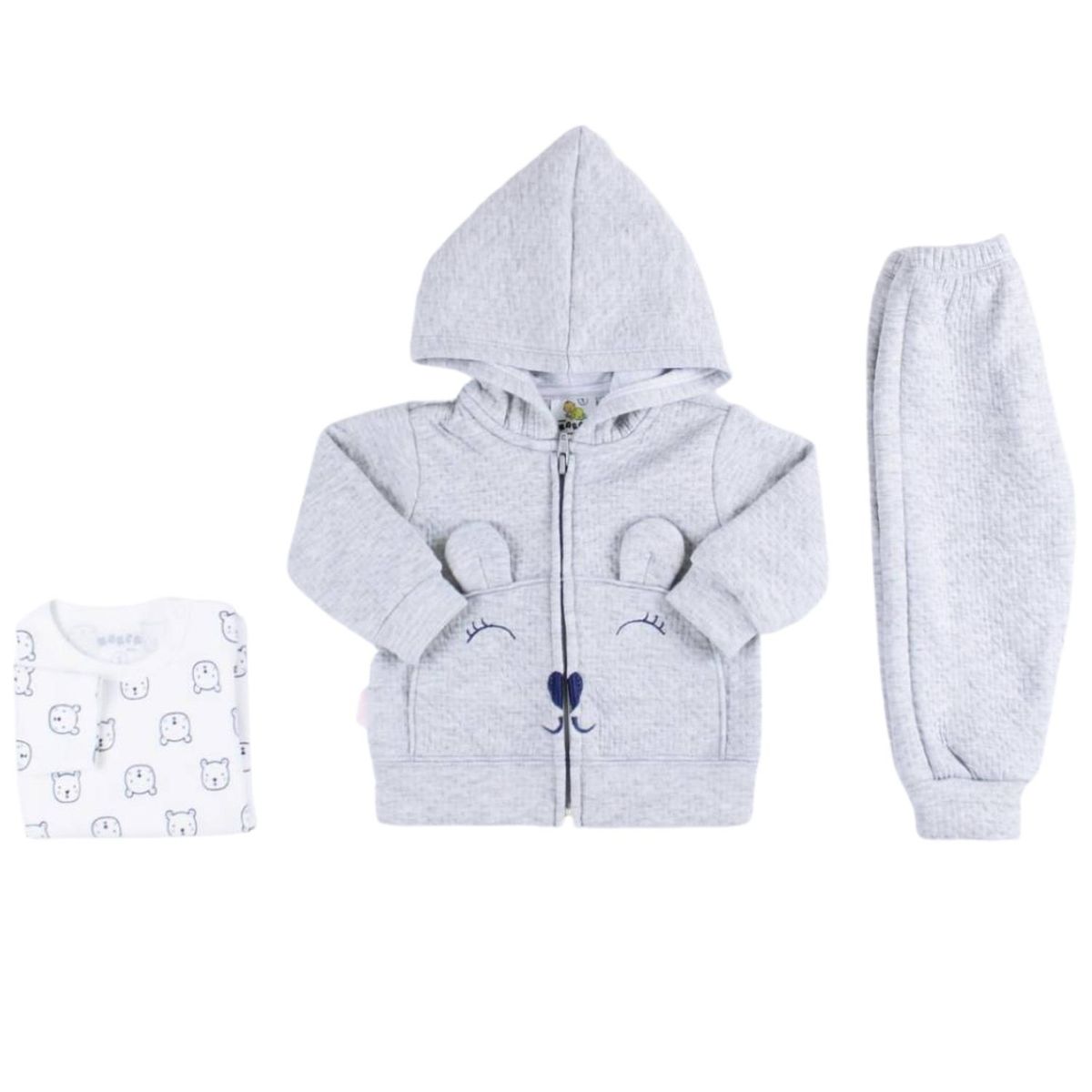 GENERICO - Conjunto Algodon Jacquard - Lucia - 3 piezas - Gris