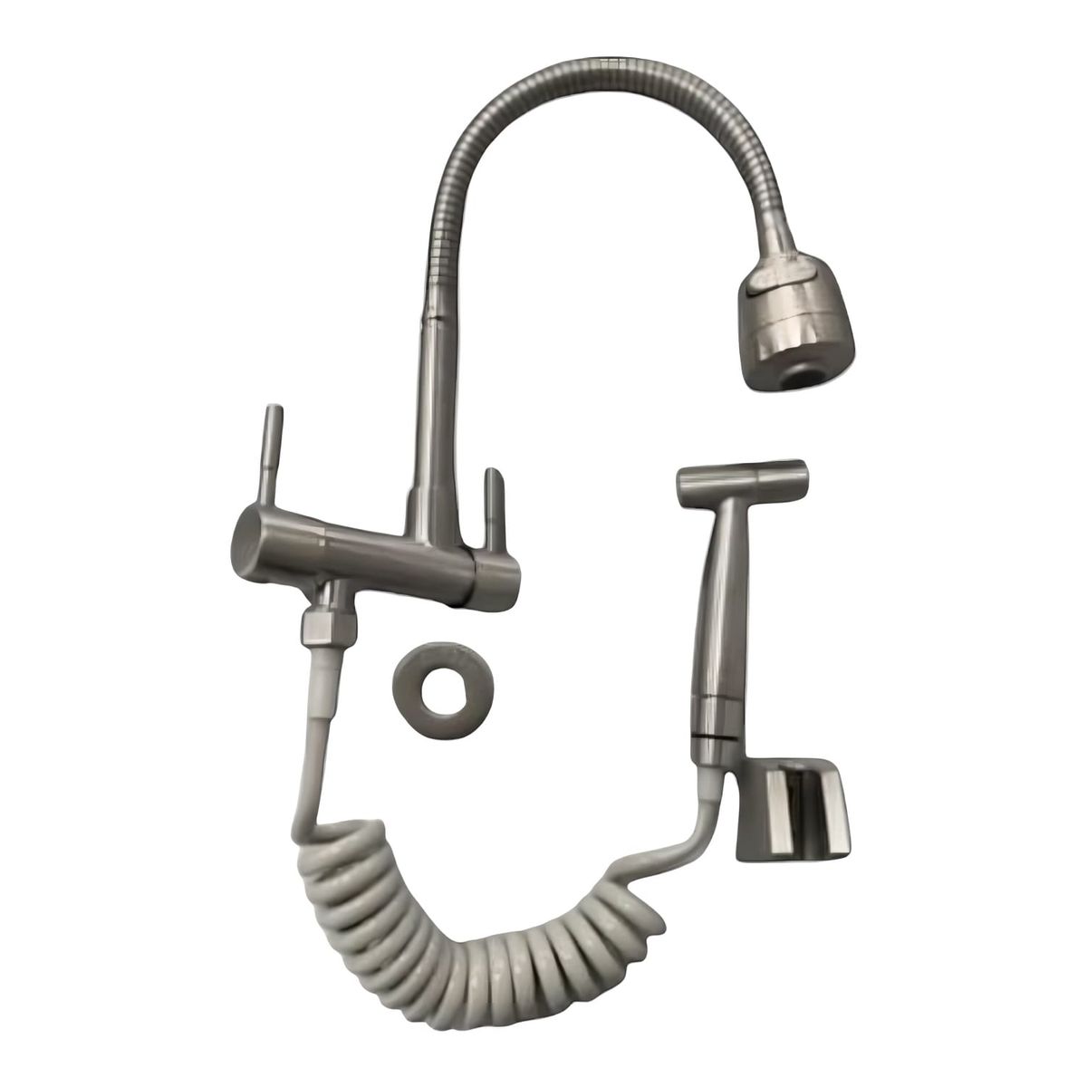 GENERICO - Grifo de Cocina Flexible con Rociador de Acero Inoxidable