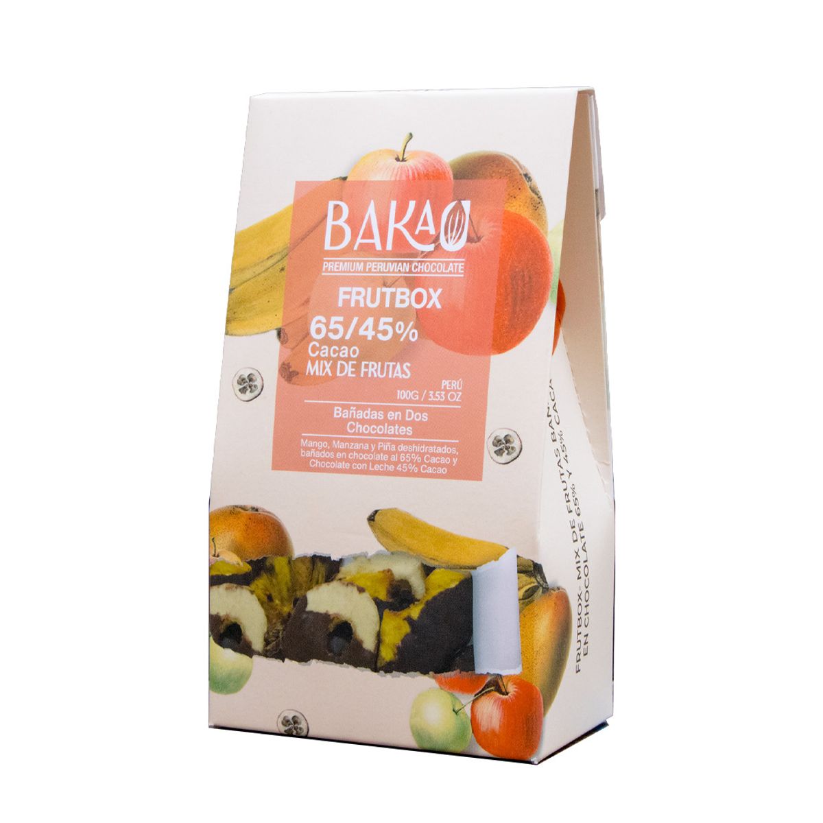 BAKAU - Mix de Frutas Cubiertas en Chocolate 65% Cacao x 100g