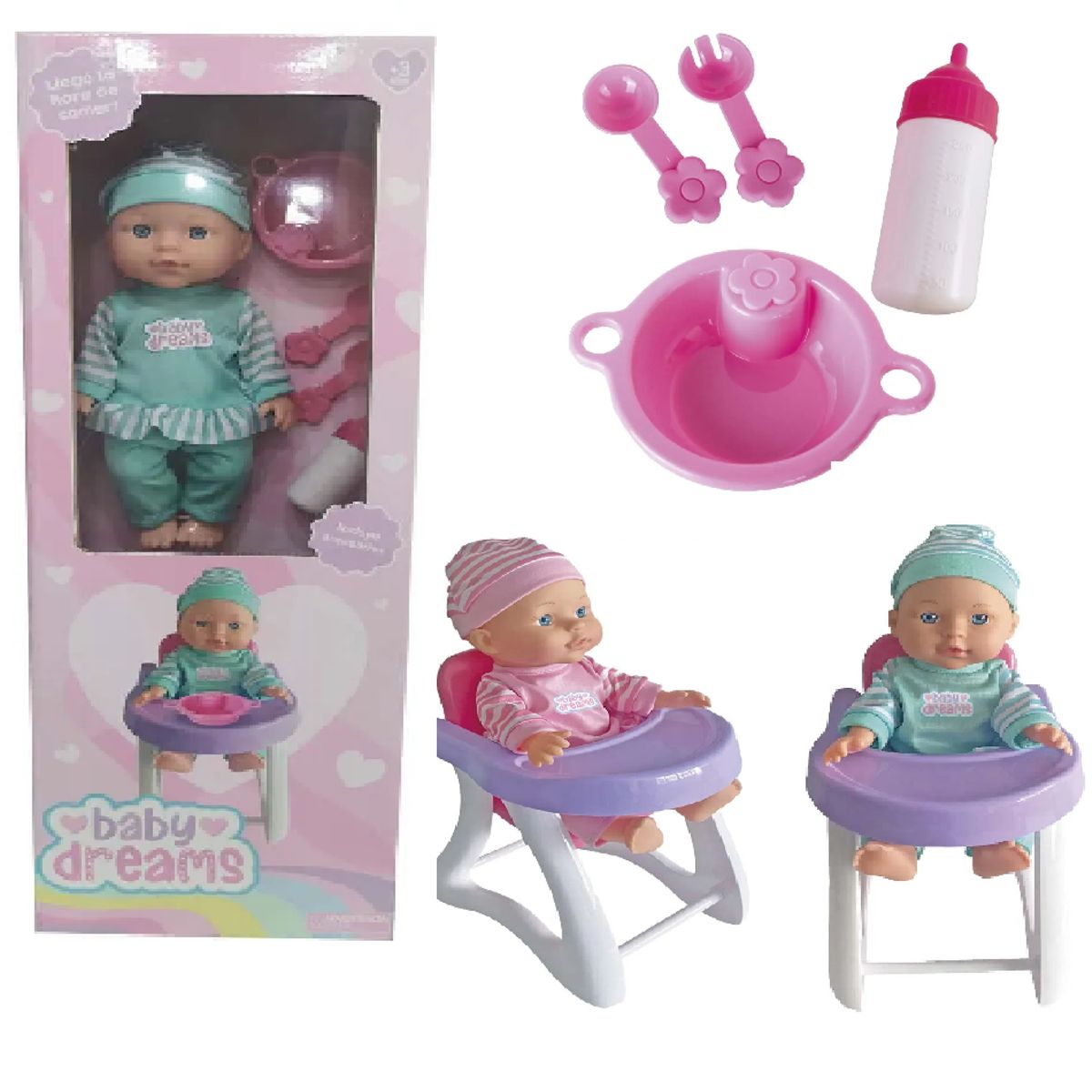 GENERICO - Muñeca BABY DREAMS  Babydoll Nub Silla Alta