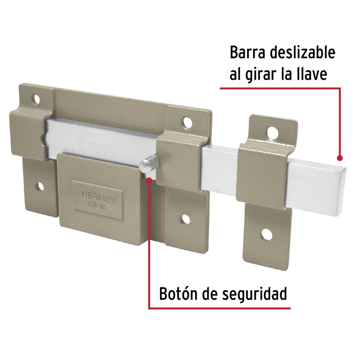 HERMEX - Cerradura de barra fija cilindro exterior Hermex truper