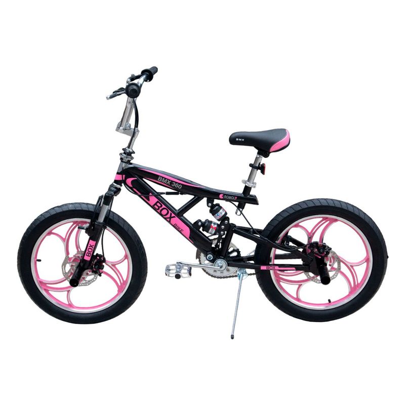BOX BIKE - Bicicleta BMX con Suspensiones Aro 20 - Negro con Rosado