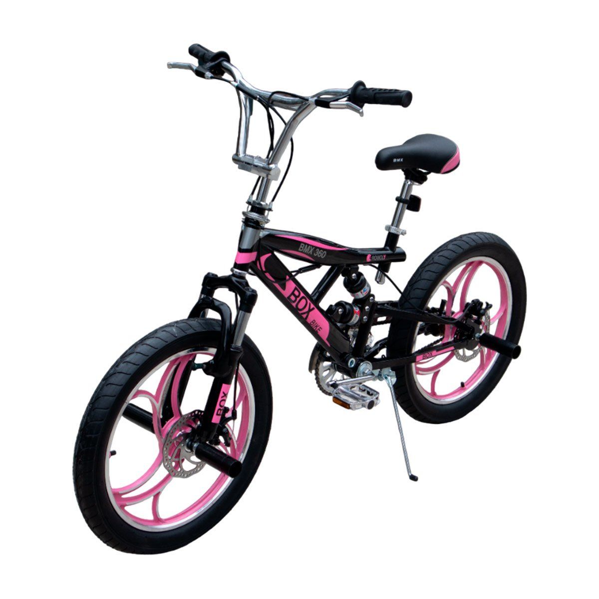 BOX BIKE - Bicicleta BMX con Suspensiones Aro 20 - Negro con Rosado