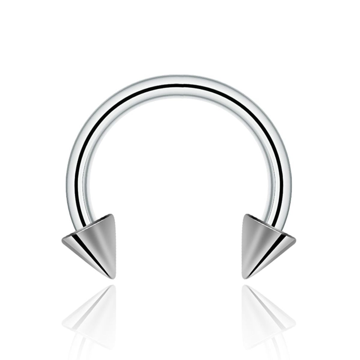 GENERICO - Set x 2 Piercings plateado septum smiley labret lóbulo 8mm puntas