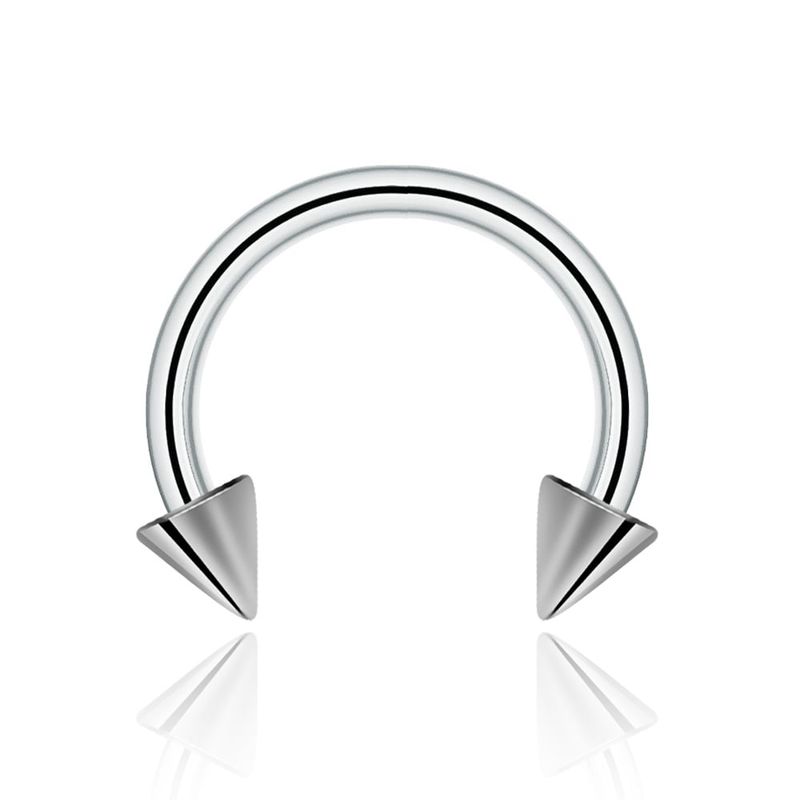 GENERICO - Set x 2 Piercings plateado septum smiley labret lóbulo 8mm puntas