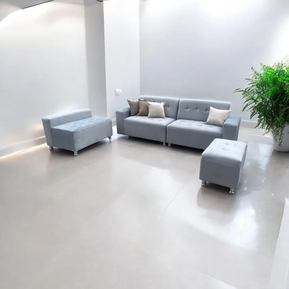 AMOBLART - SILLON SECCIONAL PARADISSE PLATA 4 PIEZAS