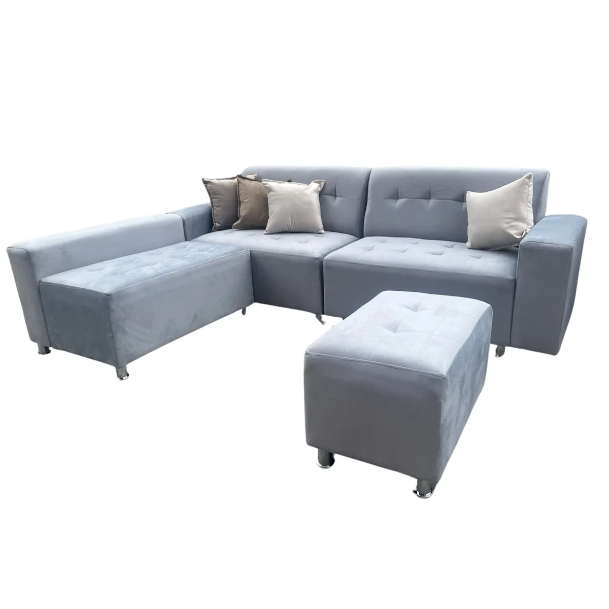AMOBLART - SILLON SECCIONAL PARADISSE PLATA 4 PIEZAS
