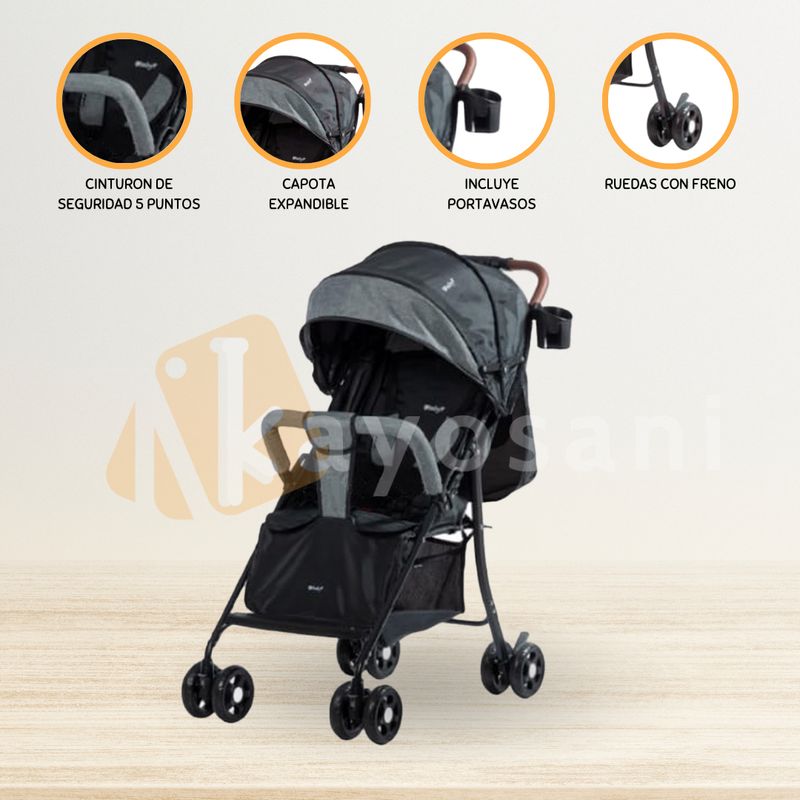 EBABY - Coche Maleta para Bebé »NAT» Black