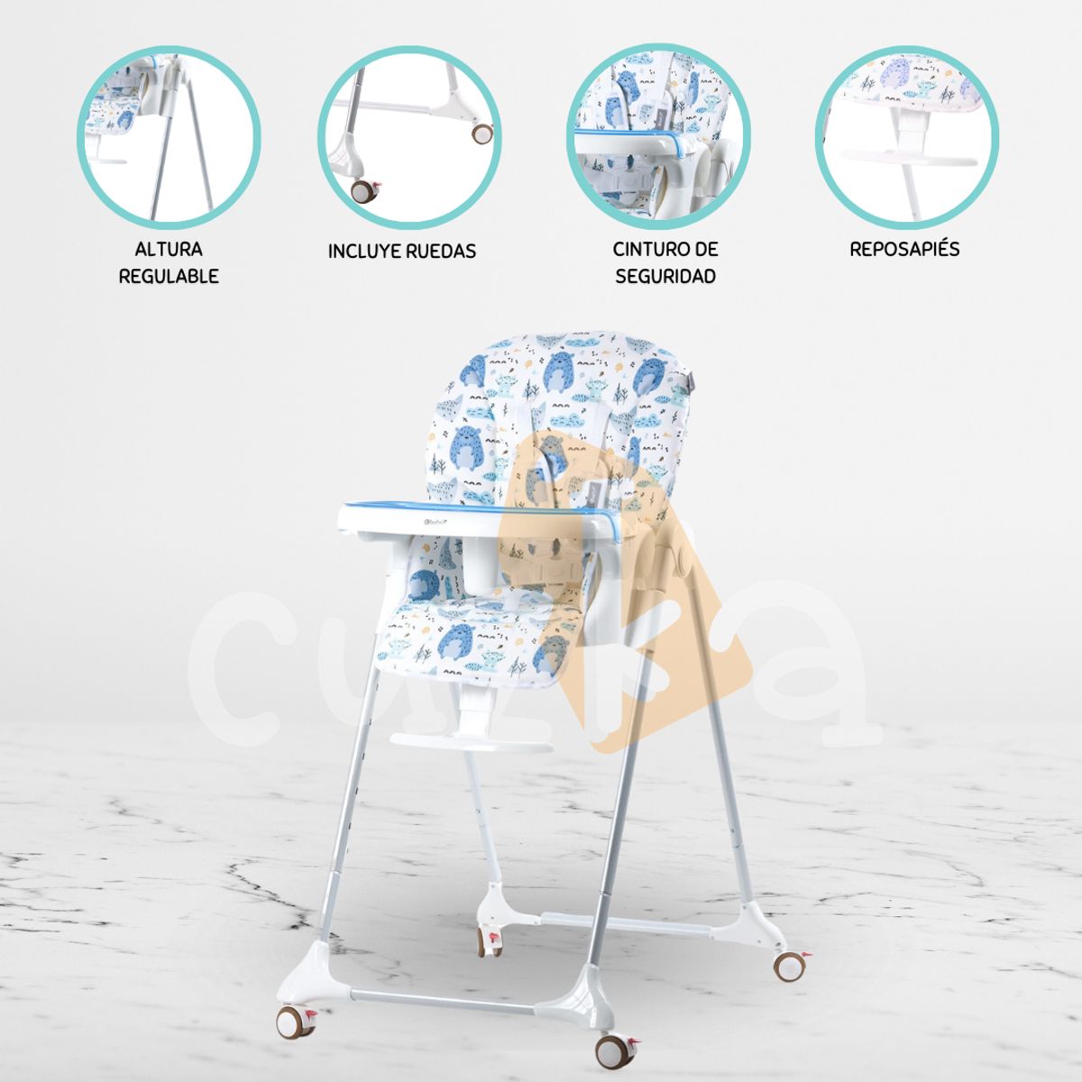 EBABY - Silla de Comer Graduable »HARRIET BOSQUE» Blue