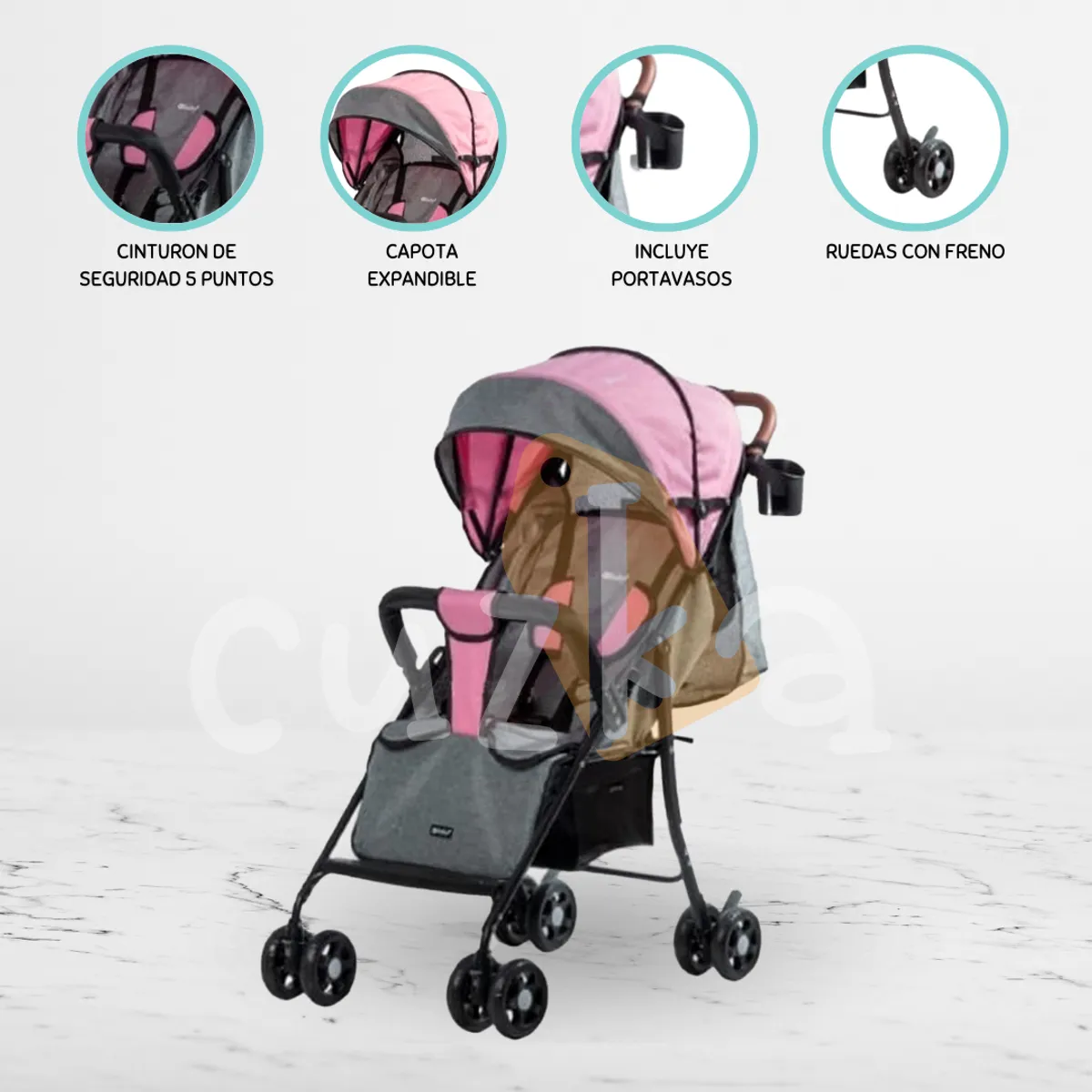 EBABY - Coche Maleta para Bebé »NAT» Pink