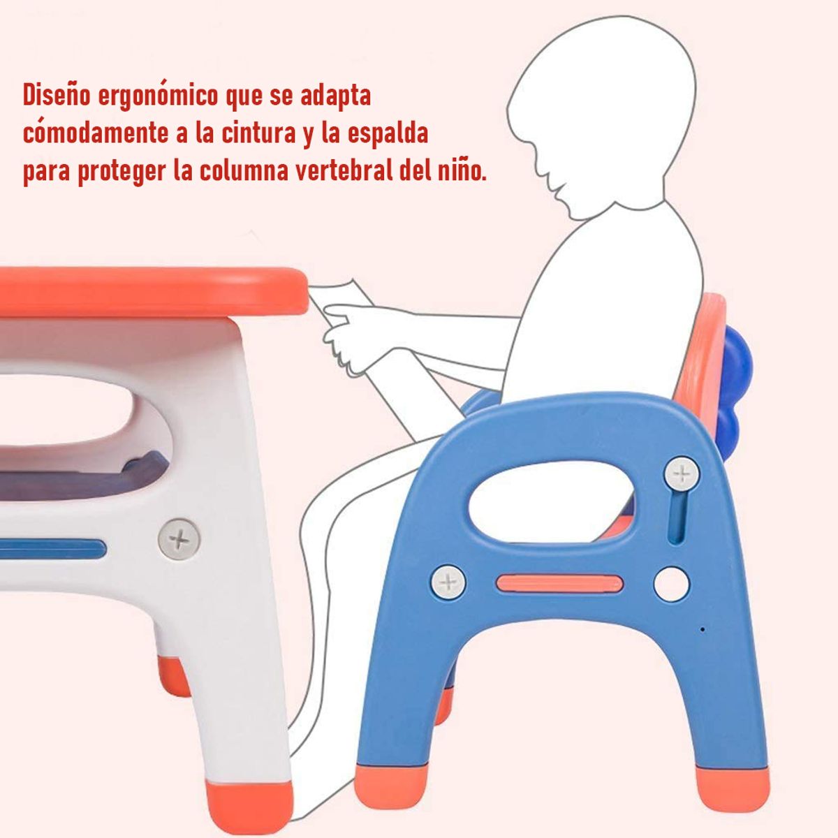 PERU IMPORTACIONES - ESCRITORIO DE APRENDIZAJE PARA NIÑOS COLOR ROJO Y AZUL