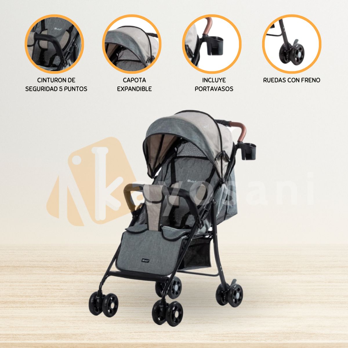 EBABY - Coche Maleta para Bebé »NAT» Beige