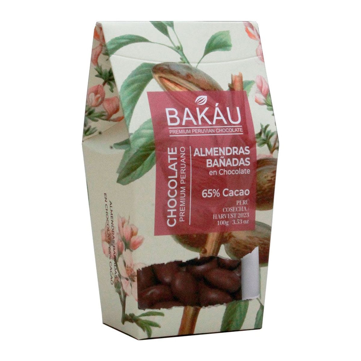 BAKAU - Almendras Cubiertas en Chocolate 65% Cacao x 100g