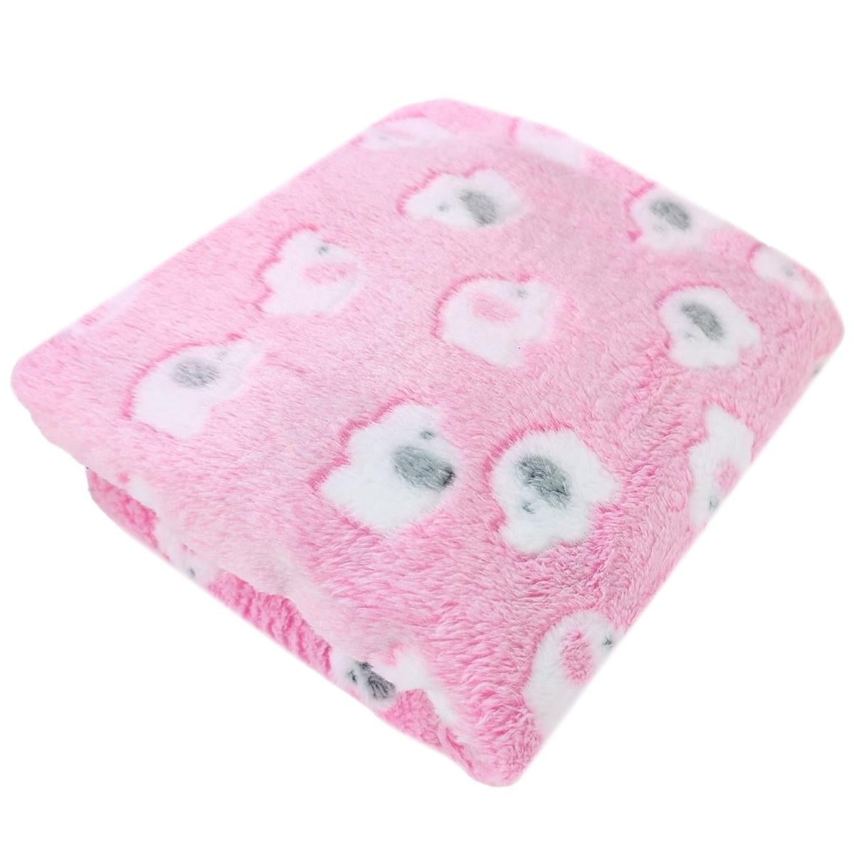 BABY MERINOS - Manta Felpa Bebé - Elefantes - Rosado