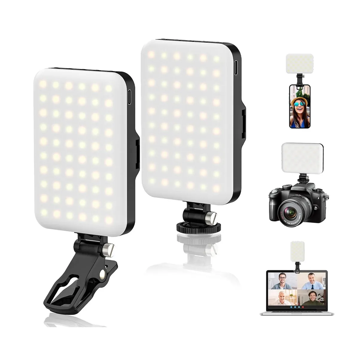 OEM - Panel de luz LED selfie 60 LEDs recargable para celular con clip D6