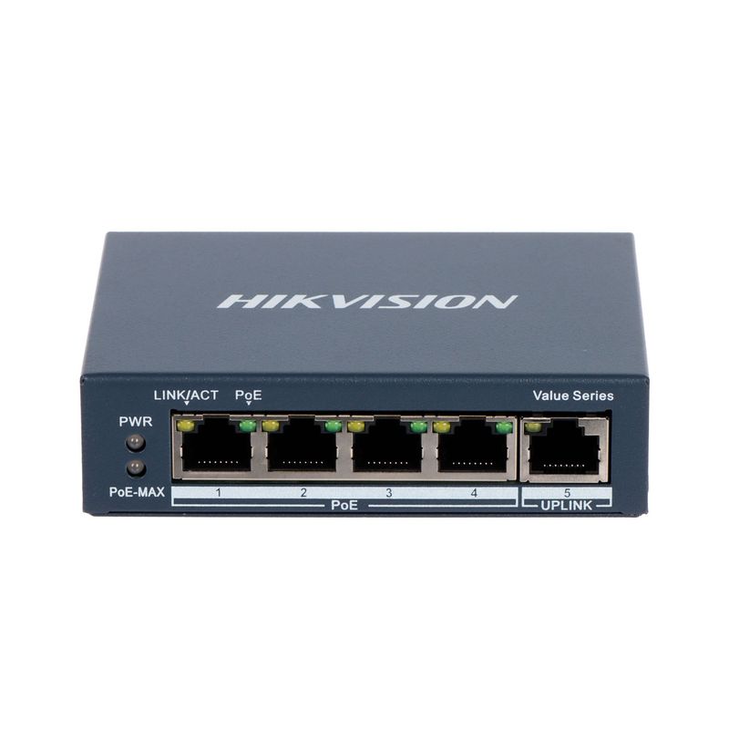 HIKVISION - SWITCH HIKVISION 4-PORT POE 1-PORT RJ45 P/N: DS-3E0505P-E/M