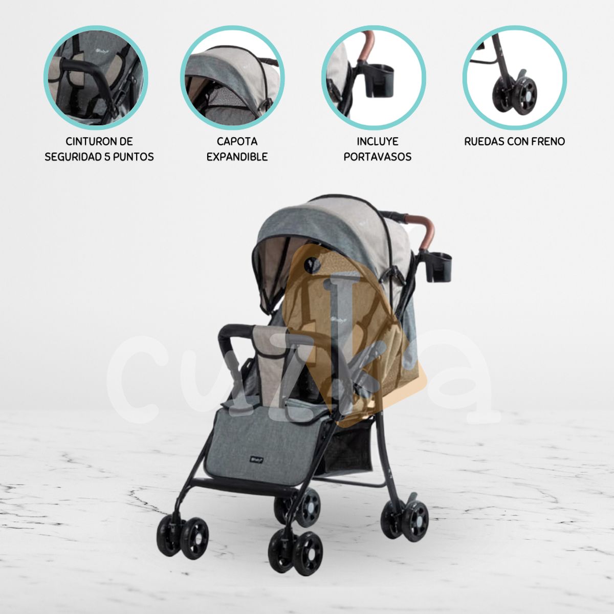 EBABY - Coche Maleta para Bebé »NAT» Beige
