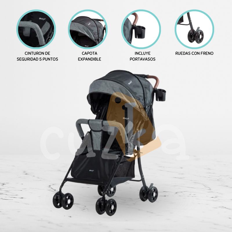 EBABY - Coche Maleta para Bebé »NAT» Black